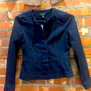 NWOT Ann Taylor - Denim Long Sleeve Fitted Button Up Jacket - size XXSP